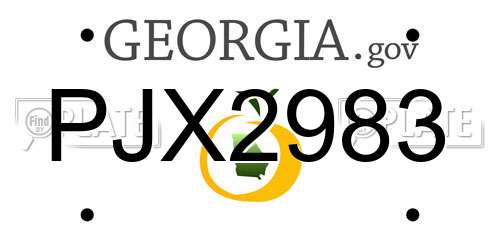 PJX2983 Georgia License Plate