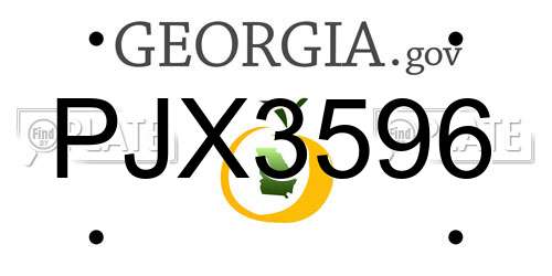PJX3596 Georgia License Plate