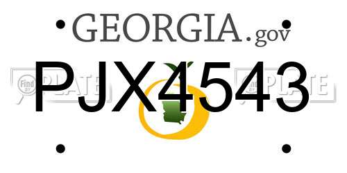PJX4543 Georgia License Plate