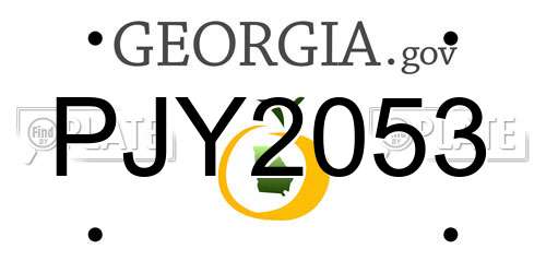 PJY2053 Georgia License Plate