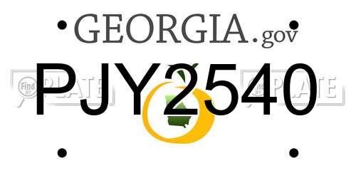 PJY2540 Georgia License Plate