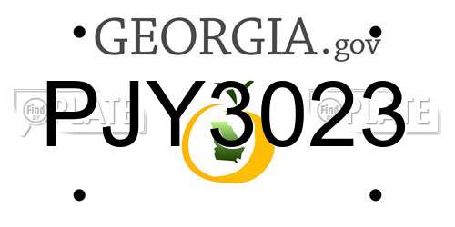 PJY3023 Georgia License Plate
