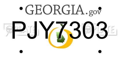 PJY7303 Georgia License Plate