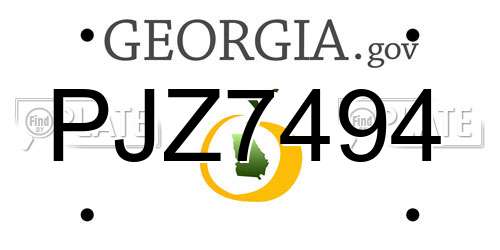 PJZ7494 Georgia License Plate