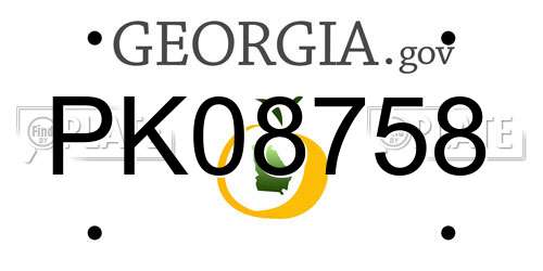 PK08758 Georgia License Plate