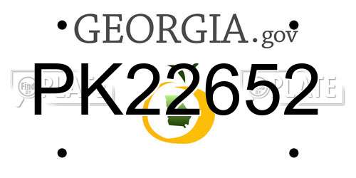 PK22652 Georgia License Plate