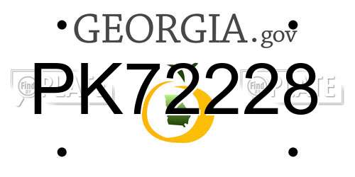 PK72228 Georgia License Plate