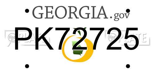 PK72725 Georgia License Plate