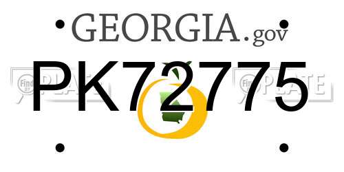 PK72775 Georgia License Plate