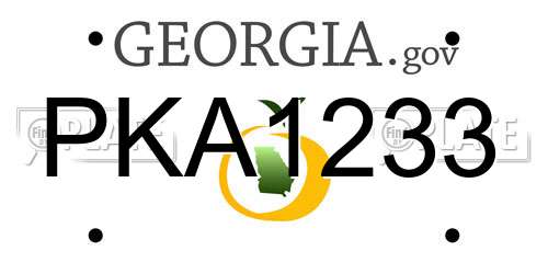 PKA1233 Georgia License Plate