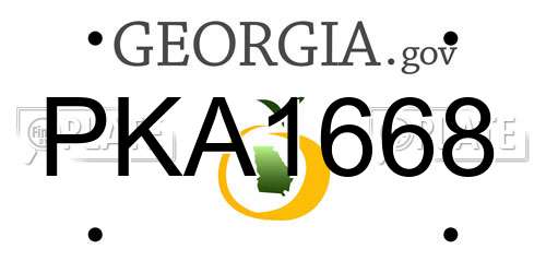 PKA1668 Georgia License Plate