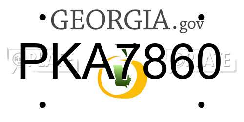 PKA7860 Georgia License Plate