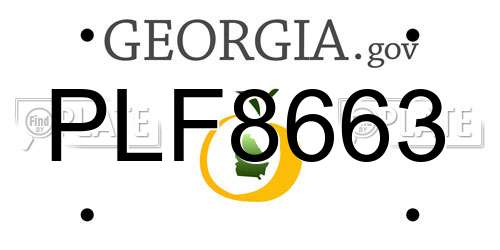 PLF8663 Georgia License Plate
