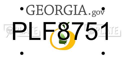 PLF8751 Georgia License Plate