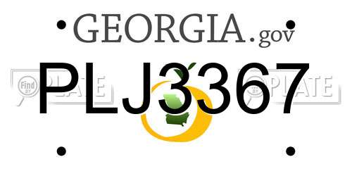 PLJ3367 Georgia License Plate