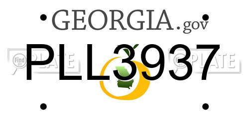 PLL3937 Georgia License Plate