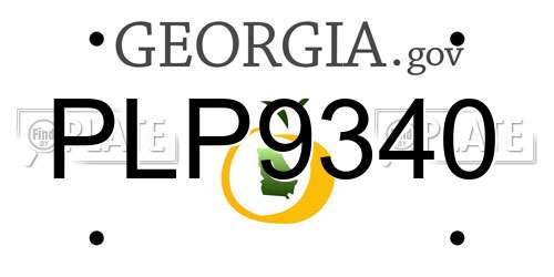 PLP9340 Georgia License Plate