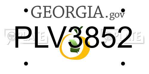 PLV3852 Georgia License Plate