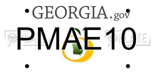 PMAE10 Georgia License Plate