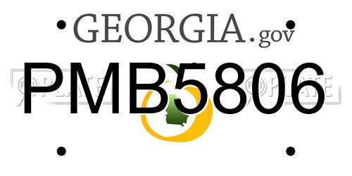 PMB5806 Georgia License Plate