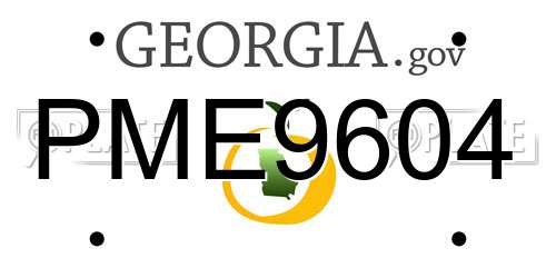PME9604 Georgia License Plate