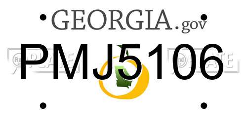 PMJ5106 Georgia License Plate