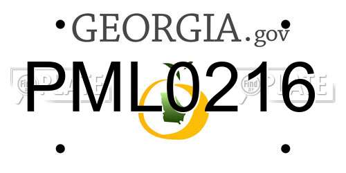 PML0216 Georgia License Plate