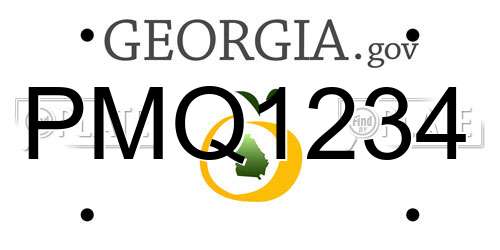PMQ1234 Georgia License Plate