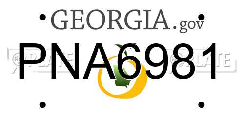 PNA6981 Georgia License Plate