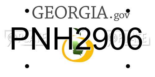 PNH2906 Georgia License Plate