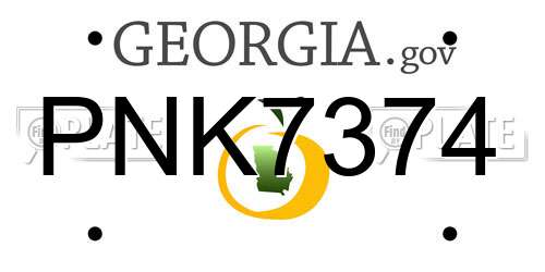 PNK7374 Georgia License Plate