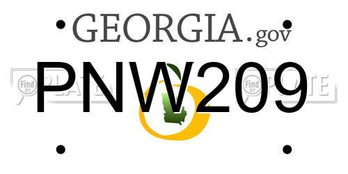 PNW209 Georgia License Plate