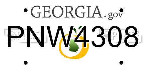 PNW4308 Georgia License Plate