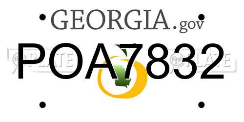 POA7832 Georgia License Plate