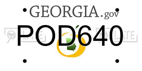 POD640 Georgia License Plate