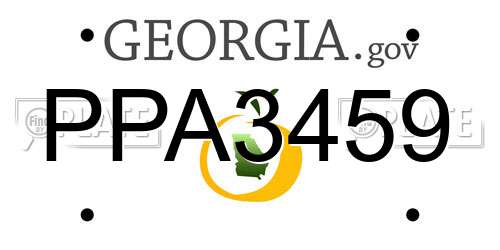 PPA3459 Georgia License Plate