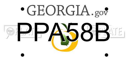 PPA58B Georgia License Plate