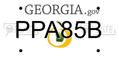 PPA85B Georgia License Plate