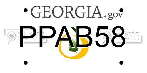 PPAB58 Georgia License Plate