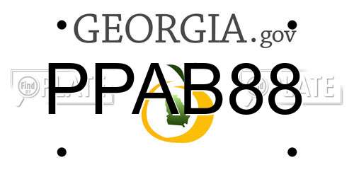 PPAB88 Georgia License Plate