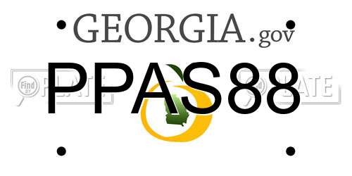 PPAS88 Georgia License Plate