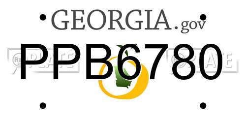PPB6780 Georgia License Plate