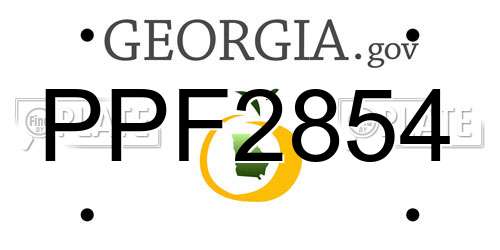 PPF2854 Georgia License Plate