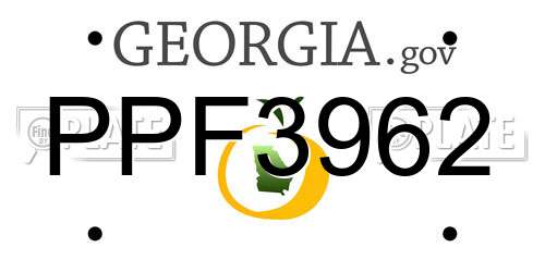 PPF3962 Georgia License Plate