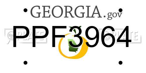 PPF3964 Georgia License Plate