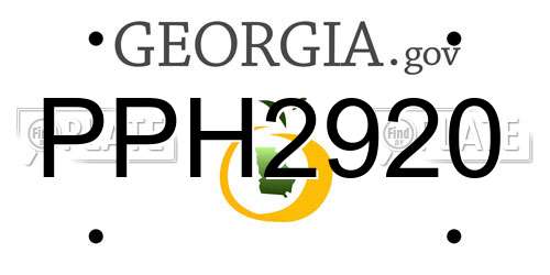 PPH2920 Georgia License Plate