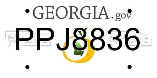 PPJ8836 Georgia License Plate