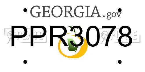 PPR3078 Georgia License Plate