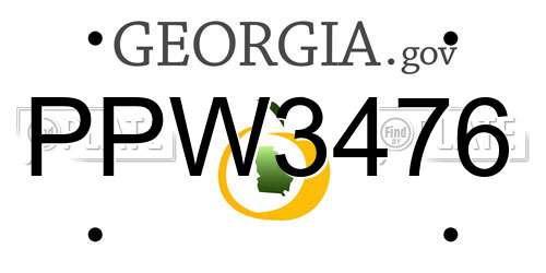 PPW3476 Georgia License Plate