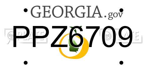 PPZ6709 Georgia License Plate